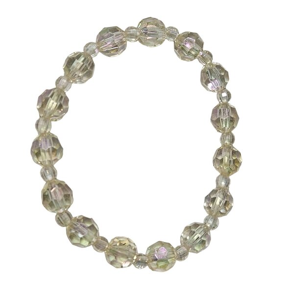 Vintage Iridescent Faceted Beaded Stretch Bracelet Retro Fashion Jewelry Women - Picture 1 of 2
